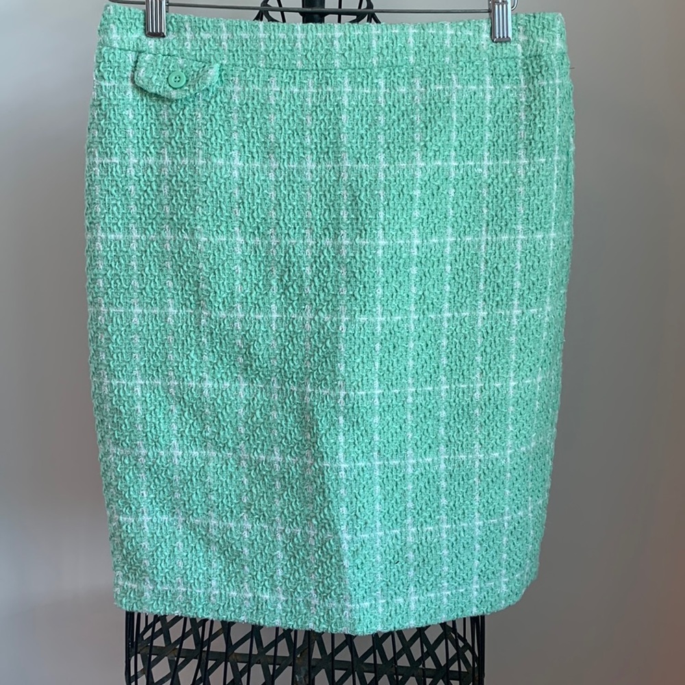 Sandro Studio Skirt Green and White Sz 10 NWOT